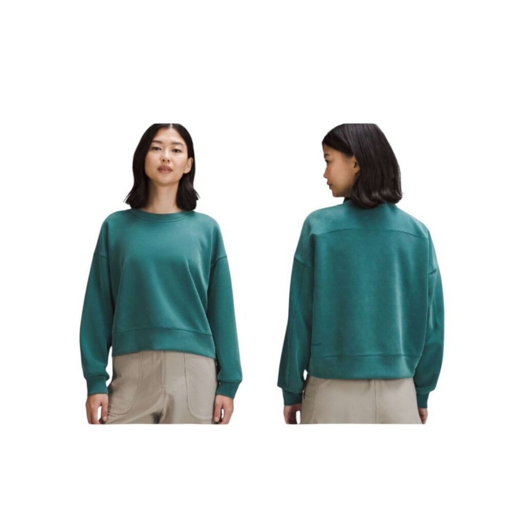 Lululemon Softstreme Perfectly Oversized Cropped Crew Teal Dark Blue Green 6